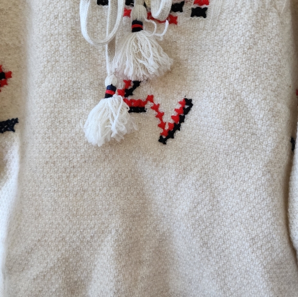 ZADIG & VOLTAIRE Amanda Embroidered Tied-neck Cashmere Jumper Sweater sz L - Picture 7 of 8